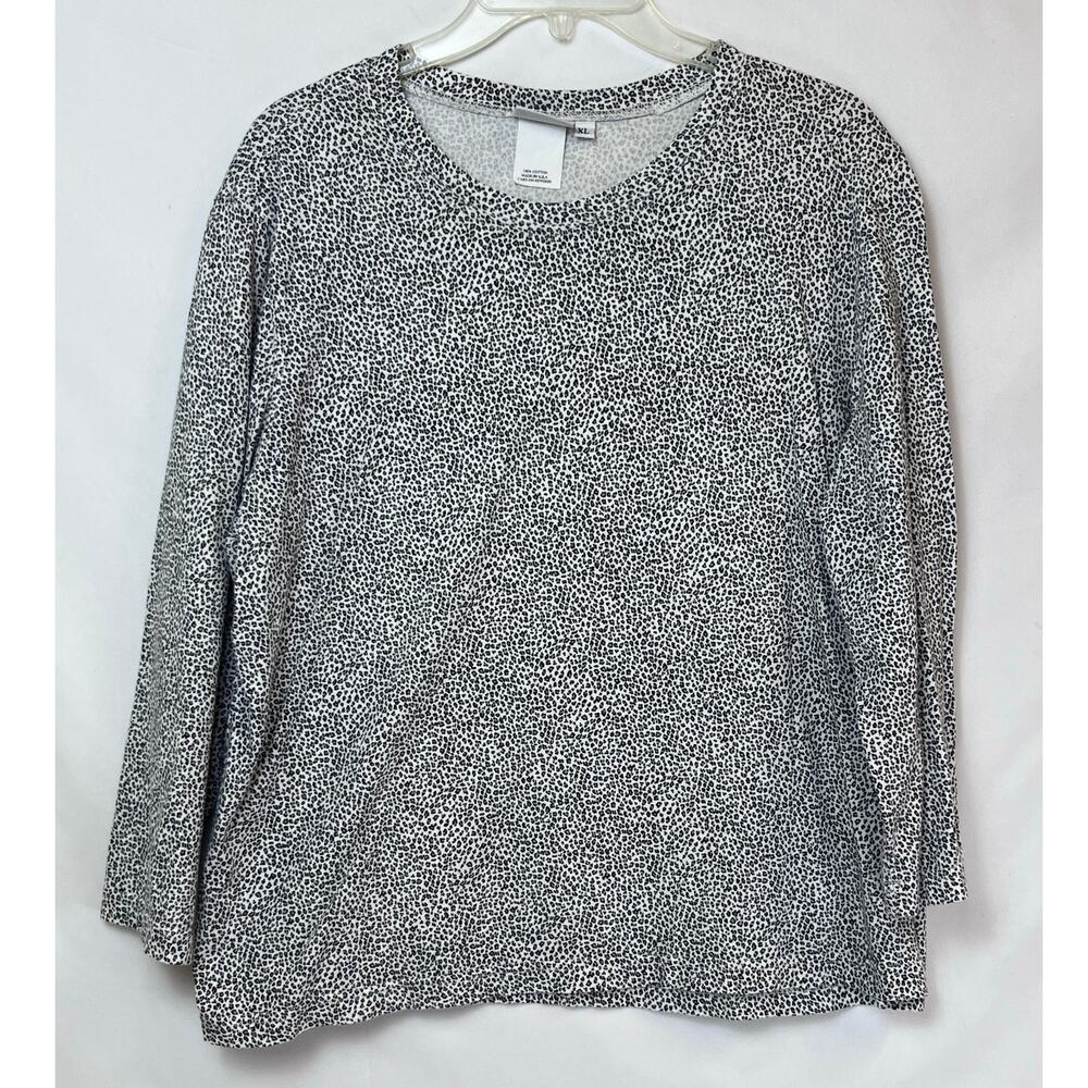 Hot Cotton Women XL Black/White Cheetah Print Lightweight Minimalist Travel Top